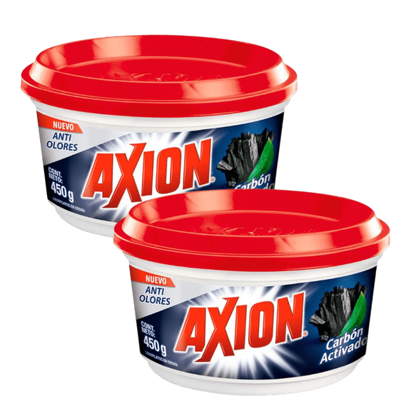 Axion Carbon Activado Dish Washing Paste with Activated Carbon (Pack of 2 450g), Imported from Colombia - Powerful Grease Cutting Dishwashing Detergent Paste