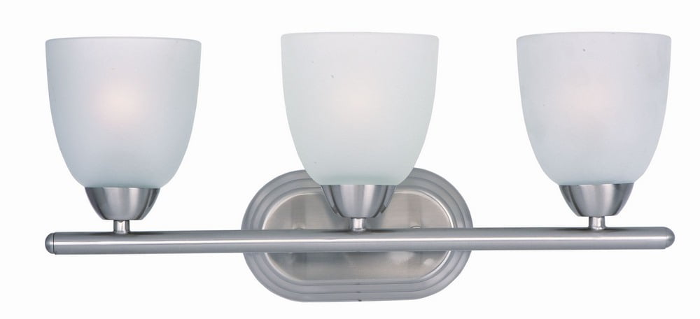Satin Nickel 3-Light Outdoor Dimmable Vanity Fixture