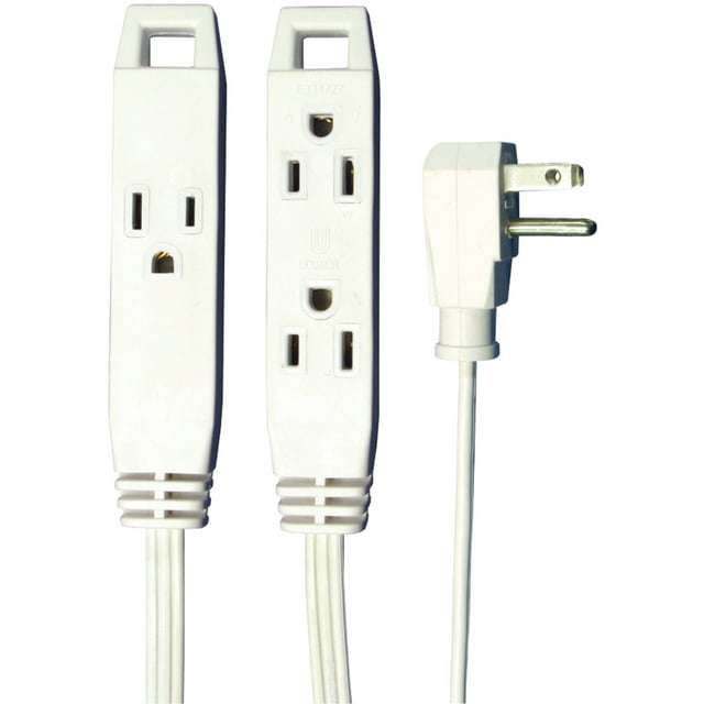 Axis 3-outlet Indoor Extension Cord, 8ft (white) 4 Pack