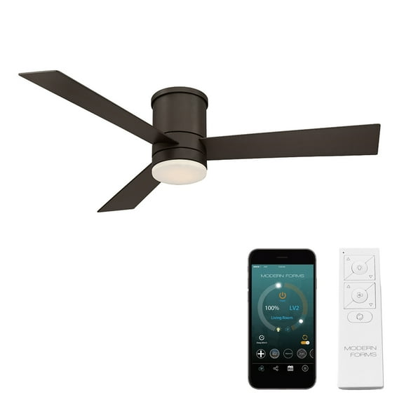 Axis 52" Bronze Dimmable LED Smart Flush Mount Ceiling Fan with Remote Control
