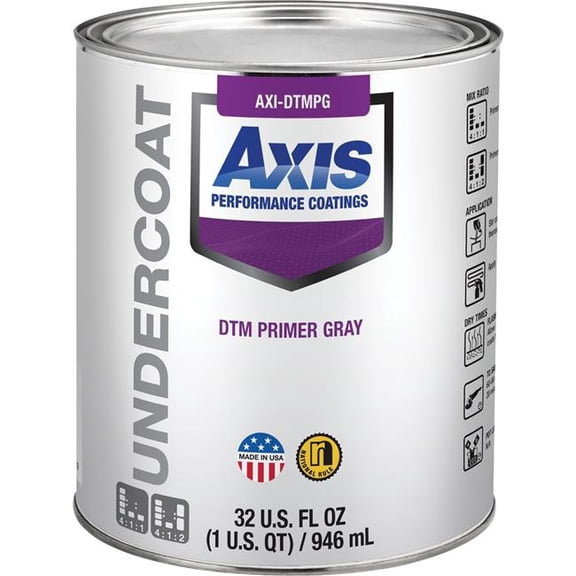 Axis Performance Coatings  1 qt. DTM Primer, Gray - Low VOC