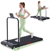 HevGlrm 3.0HP Treadmill with Handles & Incline, 350 lbs Capacity, Quiet Electric Under Desk Treadmill for Home Workouts,Portable Compact Walking Pad with LED Display