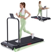 HevGlrm 3.0HP Treadmill with Handles & Incline, 350 lbs Capacity, Quiet Under Desk Walking Pad for Home Workouts, 0.6-7.6MPH, LED Display
