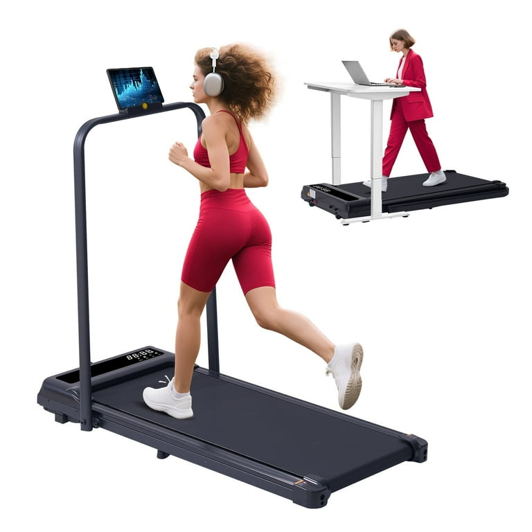 HevGlrm Compact Walking Pad Treadmill with Handles, Portable
