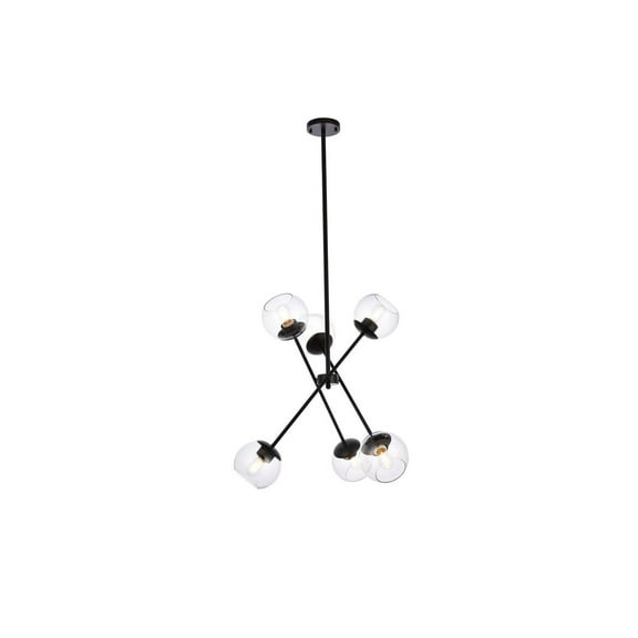 Axl 24 inch pendant in black with clear shade