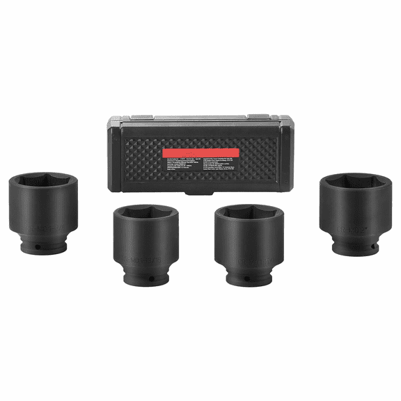 Axle Nut Impact Socket Set 1/2" Drive 6-Point 4PC SAE - Spindle Nut Sockets, 1-13/16, 1-7/8, 1-15/16, 2 Inch, CR-MO Steel