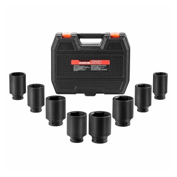 Axle Nut Impact Socket Set 1/2" Drive Deep 12-Point 8PC Metric - Truck Car Repair Tool
