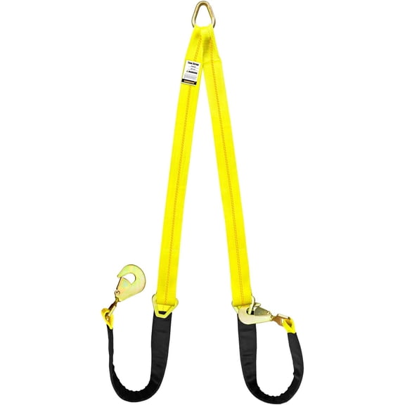 Axle V-Bridle Strap, 2" x 4' With 4700LBS Capacity, Tie Down With Snap Hooks, Cordura Sleeve, D Ring Middle - for ATV, , , Tow Trailer