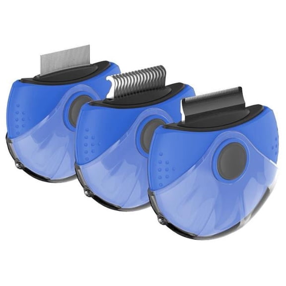 Axler Triple Rotating Rake Deshedder & Dematting Grooming Pet Comb, Blue - One Size