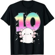 Axolotl 10th Birthday Girl Salamander Kawaii Double Digits T-Shirt