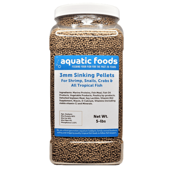 40% Protein 3mm Sinking Pellets for Axolotl, Shrimp, Snails, Crabs, Catfish, Plecos for All Tropical Fish. Pellets by Zeigler…5-lb Lg Jar