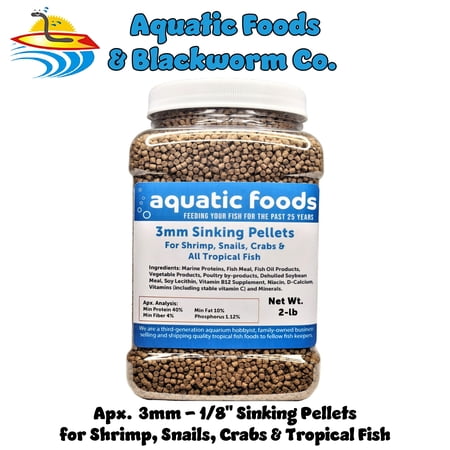 40% Protein 3mm Sinking Pellets for Axolotl, Shrimp, Snails, Crabs, Catfish, Plecos for All Tropical Fish. Pellets by Zeiglerr…2-lb Med Jar