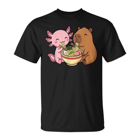 Axolotl And Capybara Eating Ramen TShirt - Walmart.com