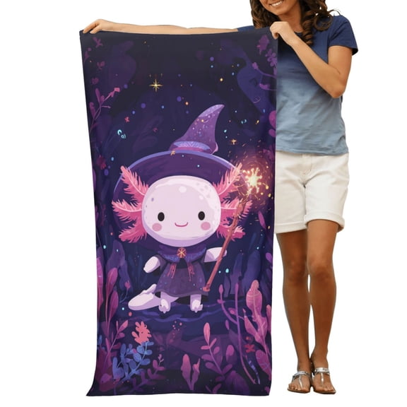 Axolotl Bath Towel 32x52" Quick Absorb Microfiber Soft Breathable Thin Towel For Bathroom Decor Home Spa Yoga Gym Fitness