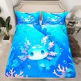 thumbnail image 1 of Axolotl Bedding Set Queen Size,Cute Animal Salamander Bed Sheets Teens Blue Ocean Sealife Fitted Sheet Kawaii Sea Creature Sheets（No Top Sheet）, 1 of 5