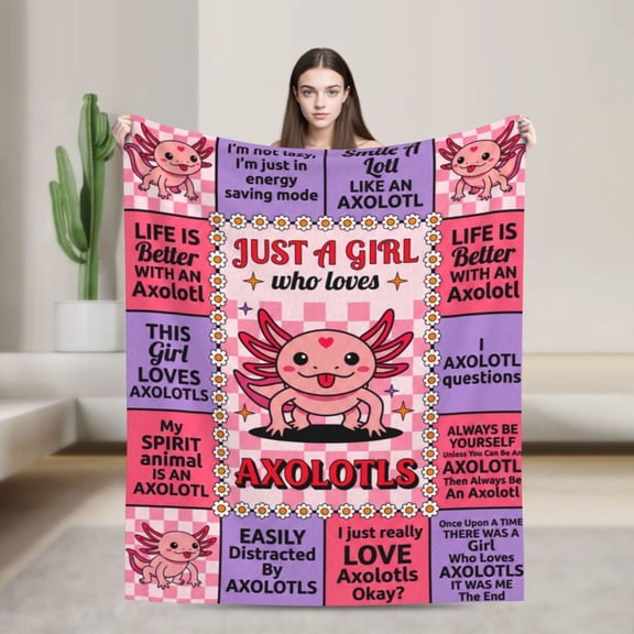 Axolotl Blanket Birthday Gifts Decor Soft Plush Warm Flannel Throw Blankets For Couch Sofa Bed 50x40