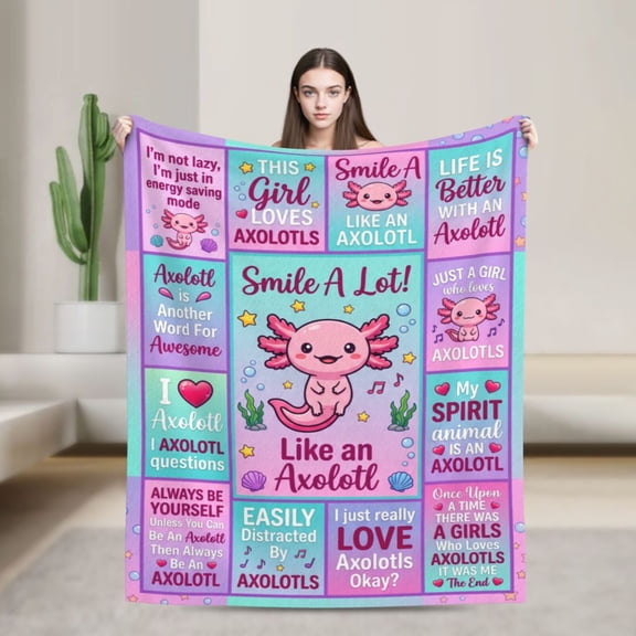 Axolotl Blanket Birthday Gifts Decor Soft Plush Warm Flannel Throw Blankets For Couch Sofa Bed 50x40