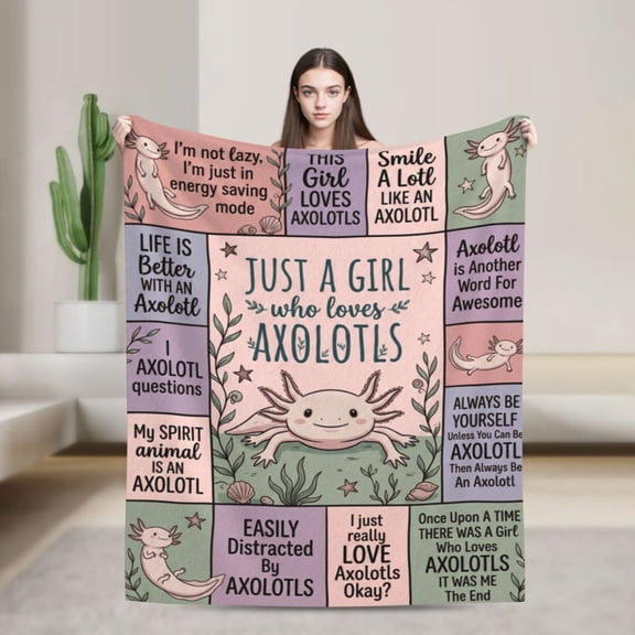Axolotl Blanket Birthday Gifts Decor Soft Plush Warm Flannel Throw Blankets For Couch Sofa Bed 50x40