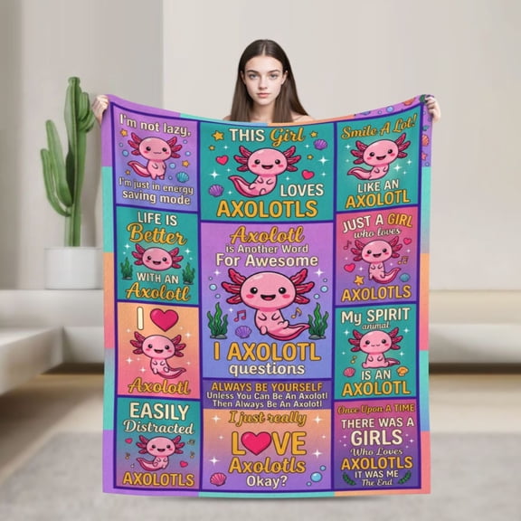 Axolotl Blanket Birthday Gifts Decor Soft Plush Warm Flannel Throw Blankets For Couch Sofa Bed 50x40