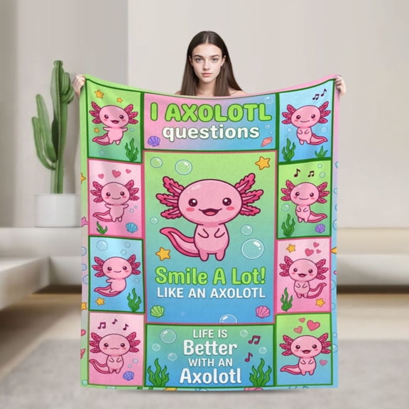 Axolotl Blanket Birthday Gifts Decor Soft Plush Warm Flannel Throw Blankets For Couch Sofa Bed 50x40