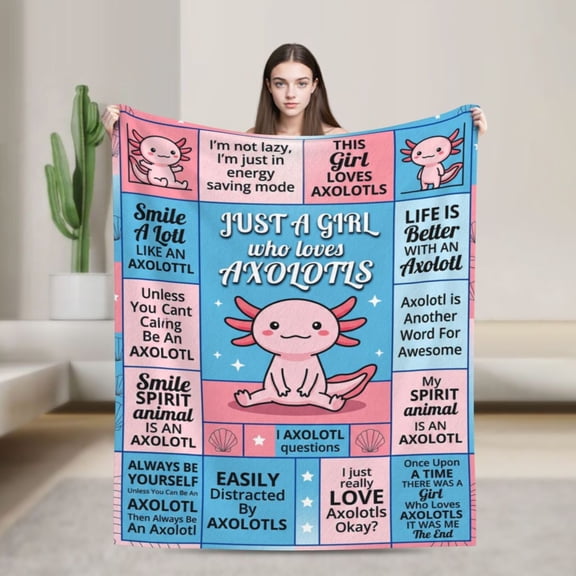 Axolotl Blanket Birthday Gifts Decor Soft Plush Warm Flannel Throw Blankets For Couch Sofa Bed 50x40