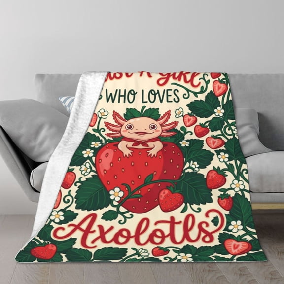 Axolotl Blanket Gift, Flannel Fleece Throw, Soft Cozy Animal Theme Blanket For Sofa Bed Couch, Unique Aesthetic Home Decor For Women Adults 50x40
