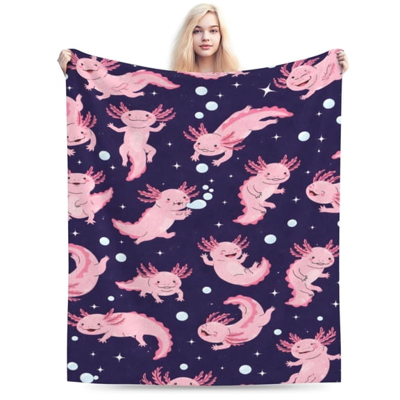 Axolotl Blanket Gifts for Teens, Axolotls Gifts Birthday Decorations Party Favors, Axolotl Print Throw Blanket Couch Bed Sofa Travelling 50x40