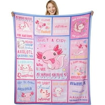 Axolotl Blanket for Girls Boys, Axolotl Gifts for Axolotl Lovers, 50"x60" Axolotl Themed Birthday Gifts for Girls, Axolotl Stuff Gifts Salamander Blanket for Bed and Sofa