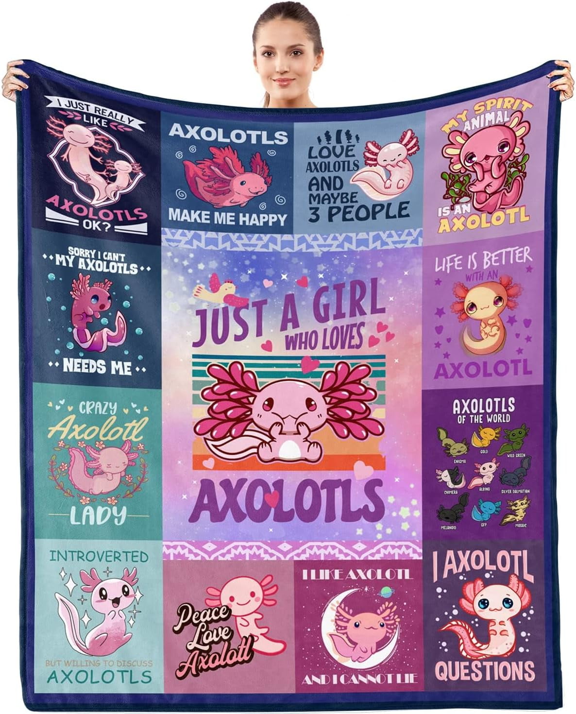 Axolotl Blanket for Girls, Axolotl Gifts, Just a Girl Who Loves ...