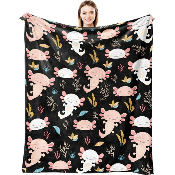 Axolotl Blanket Ultra Soft Flannel Throw Blanket Gifts for Axolotl Lovers Blankets for Girls Boys Kids Women Adults Stuff 50"X 40"
