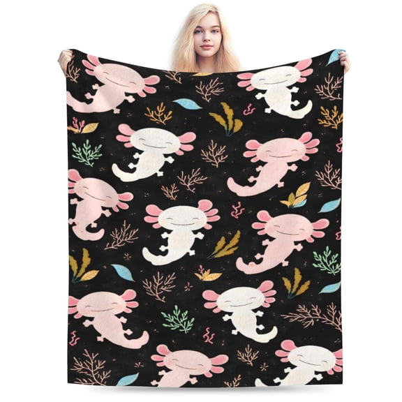 Axolotl Blanket Ultra Soft Flannel Throw Blanket Gifts for Axolotl Lovers Blankets for Girls Boys Kids Women Adults Stuff 50x40