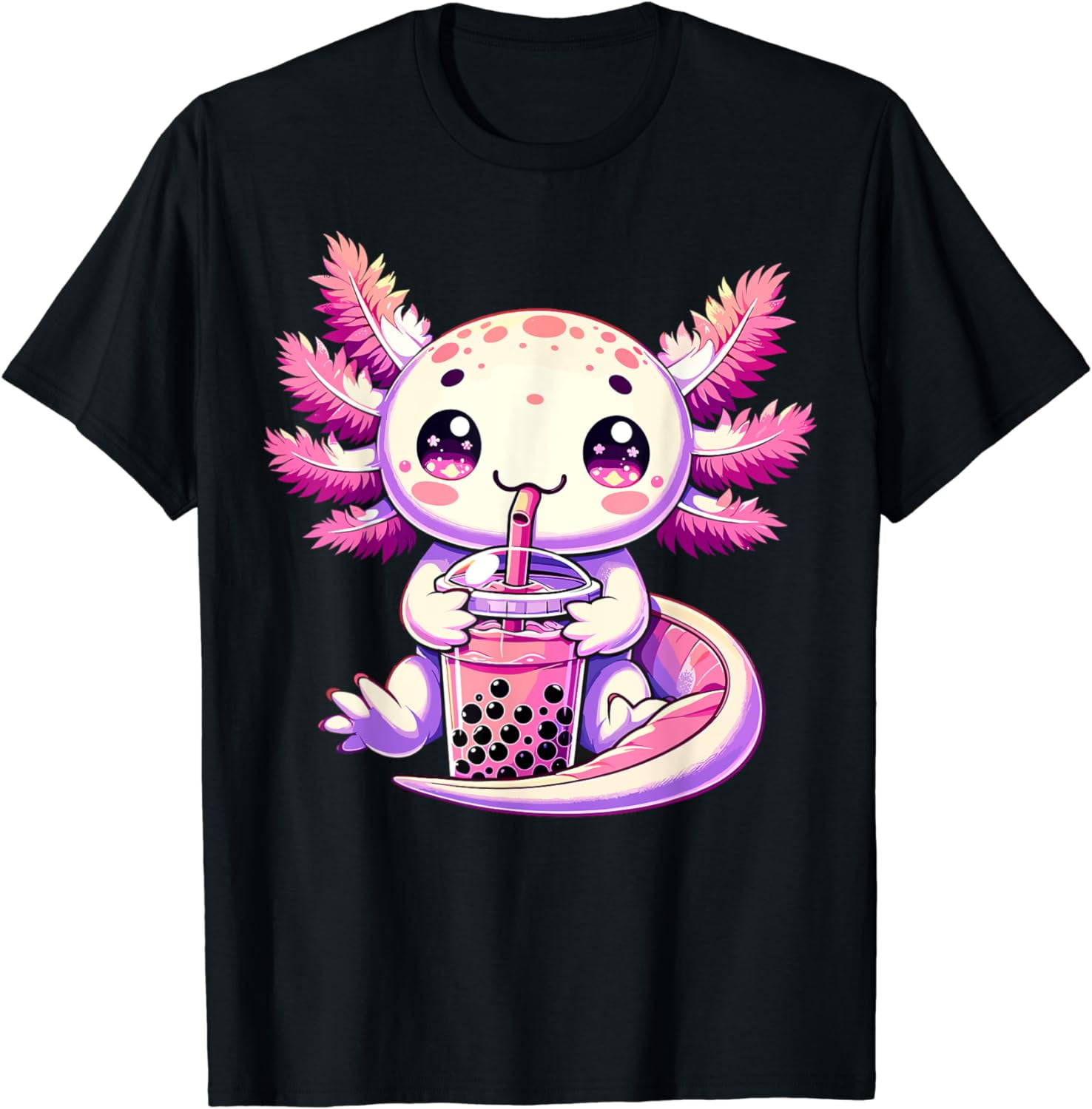 Axolotl Bubble Boba TeaCute Axolotl T-Shirt pattern anime lovers kawaii ...