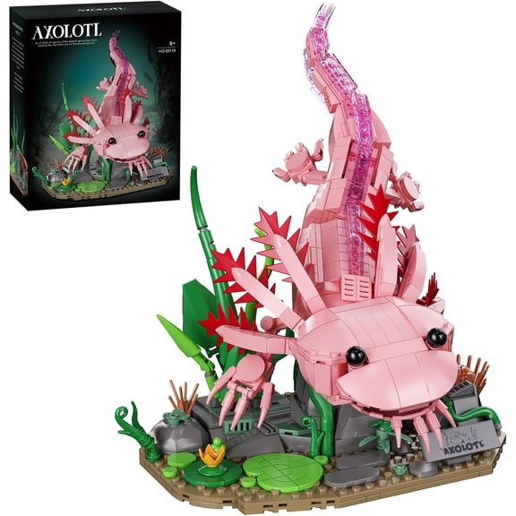 Axolotl Building Set, Compatible with LEGO Animals, 998 PCS Marine Animal Building Kit with Movable Joints & Display Base, STEM Building Toy Gift for & 14, Creative Gift Desk Decor