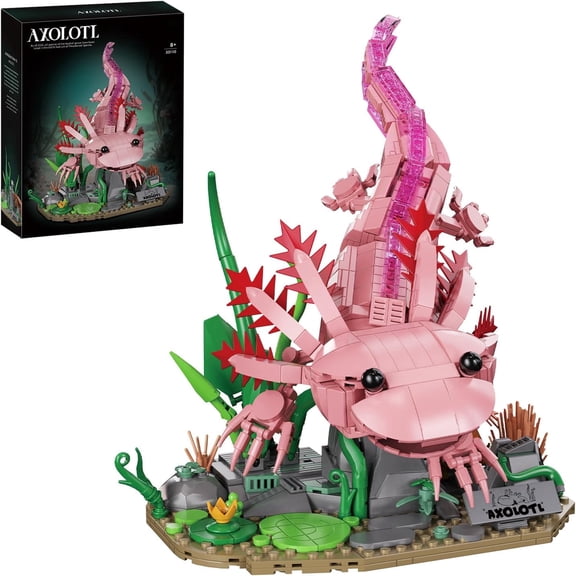 Zylopa Axolotl Building Set Compatible with Lego 998PCS Pink Marine Animal Block Kit for Teens Adults