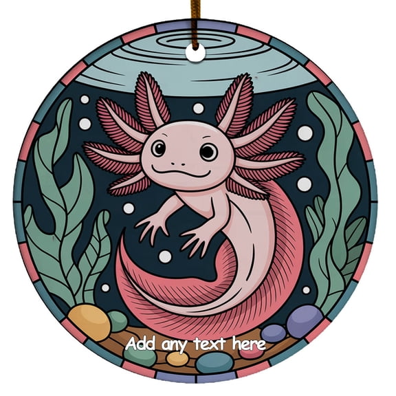 Axolotl Ceramic Ornament  Custom Text Ornament for Boy or Girl Who Loves Axolotl, Christmas 2025 Keepsake, Best Gifts for Pet Lovers