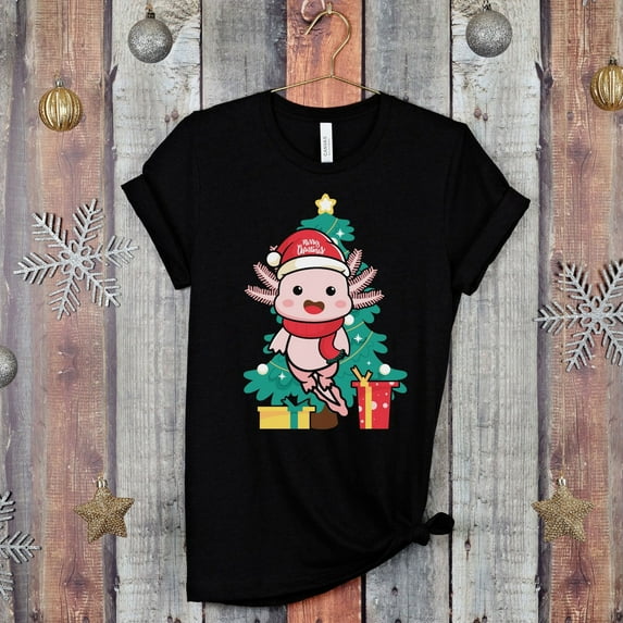 Axolotl Christmas Shirt, Axolotl Lover Gift, Axolotl Christmas Tree Shirt, Axolotl Owner Tee, Funny Christmas Axolotl Shirt (Colors:Athletic Heather; Sizes:3XL;)
