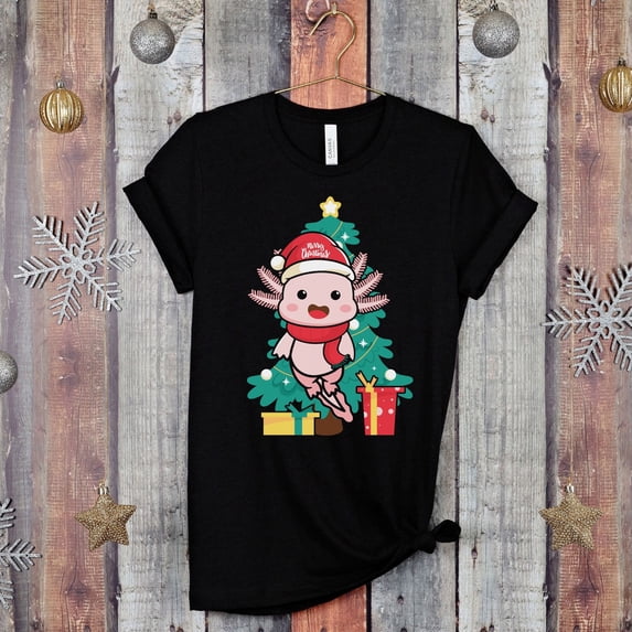 Axolotl Christmas Shirt, Axolotl Lover Gift, Axolotl Christmas Tree Shirt, Axolotl Owner Tee, Funny Christmas Axolotl Shirt (Colors:Athletic Heather; Sizes:XL;)