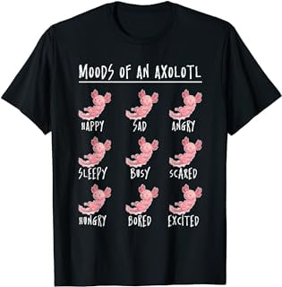 Axolotl Collection 9 Moods - Cute Mexican Salamander Pet T-Shirt ...