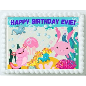 Axolotl Edible Cake Topper, Axolotl Edible Topper, 1/4 Sheet, Sugar Paper, Custom
