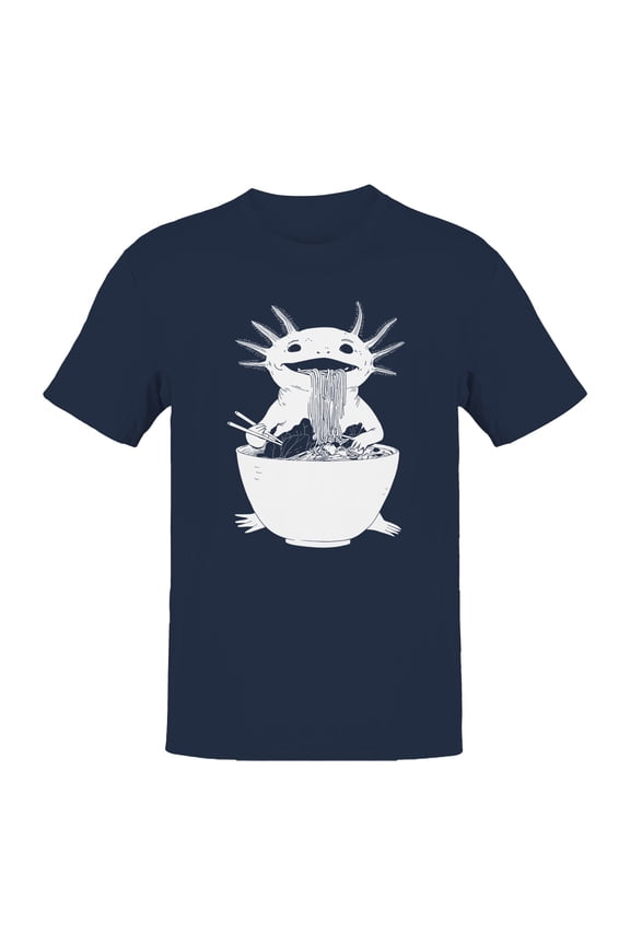 Axolotl Enjoying Ramen Delight Men's T-shirt Navy