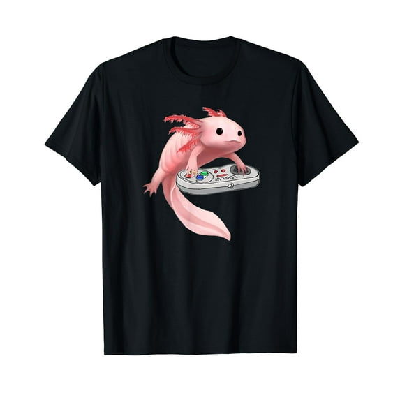 Axolotl Fish Playing Video Game White-Axolotl Lizard Gamers T-Shirt