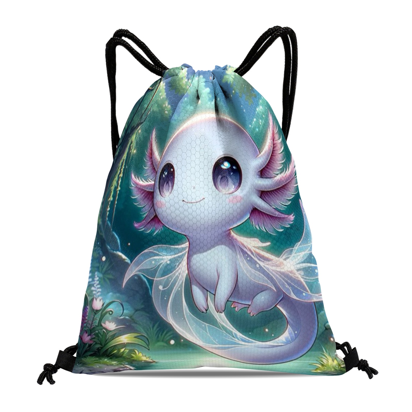 Cute Axolotl & Seaweed Print Backpack – Lightweight School Book Bag For Travel, Hiking & Day Trips - View #8