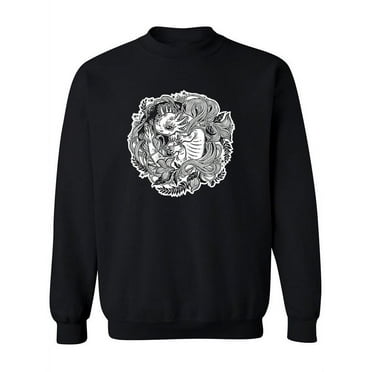 Axolotl Floral Design Sweatshirt Women -Image by Shutterstock, Female Small