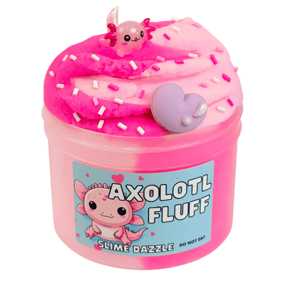 Axolotl Fluff Cloud Slime  Light & Dark Pink Cloud Slime with Raspberry Sugar Scent & Axolotl Sprinkles  Non-Sticky Beginner Slime