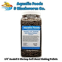 Axolotl Food 1/4" Soft Moist Sinking Rangen Salmon Pellets for Adult Axolotl also Shrimp, Snails, Crabs, Crayfish, Bottom Tropical Fish...5-lb Lg Jar