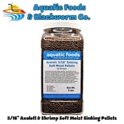 Axolotl Food 3/16" Soft Moist Sinking Rangen Salmon Pellets for Adult Axolotl also Shrimp, Snails, Crabs, Crayfish, Bottom Tropical Fish...5-lb Lg Jar