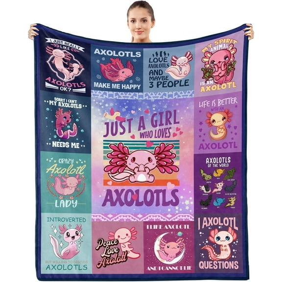 Axolotl Gifts, Axolotl Blanket for Girls, Axolotl Gifts for Girls, Gifts for Axolotl Lovers, Axolotl Theme Gifts for Birthday Christmas, Axolotl Stuff Soft Fleece Flannel Throw Blanket 50"X60"