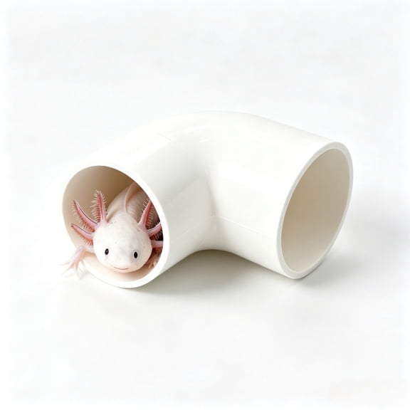 Axolotl Hide Tube Cave for Aquarium Accessories (White)