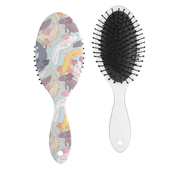 Axolotl Kawaii Hair Brush - Cute Cartoon Paddle Brush with Round-Tip Bristles, Gentle Detangler for Long Hair, Adorable Fantasy Creature Design, Perfect Gift for Lovers & Kids, Colorful & Funny