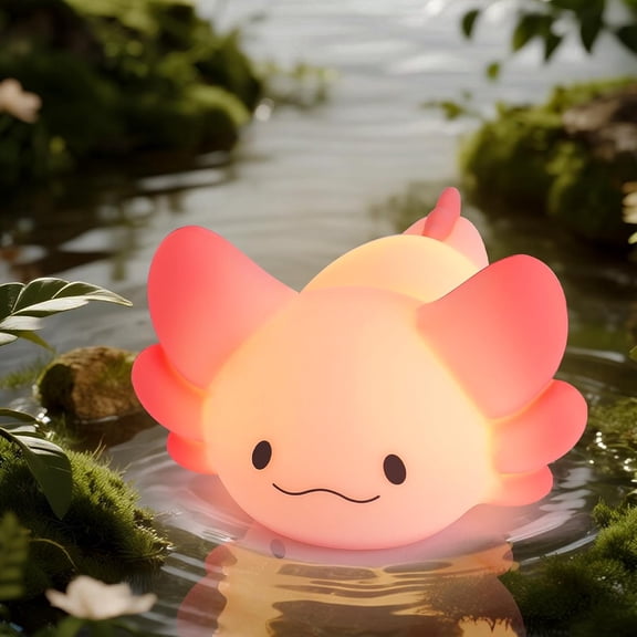 Axolotl Night Light for Gifts Squishy Nightlight for Room Decor Girls 1/3 Hours Timer Lamp Colorful Cute Lights Toddle (Big Eye)